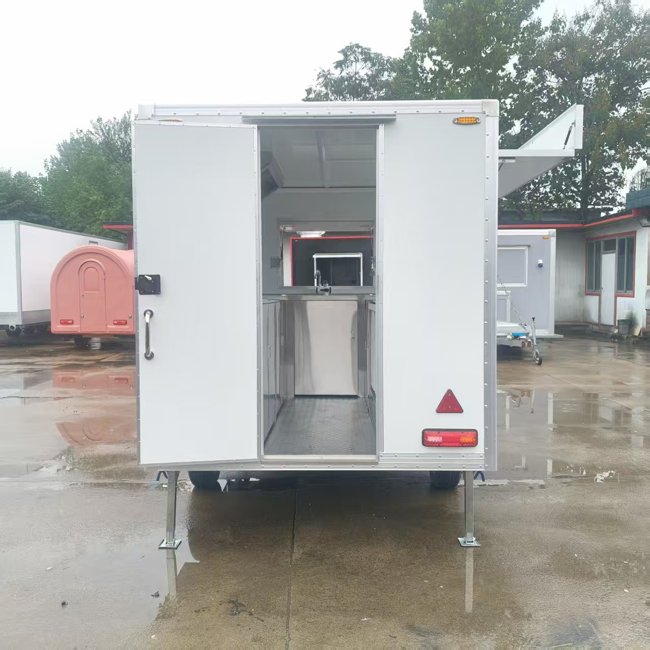 Outdoor mobile snack cart, portable food cart, multi-functional food vending cart