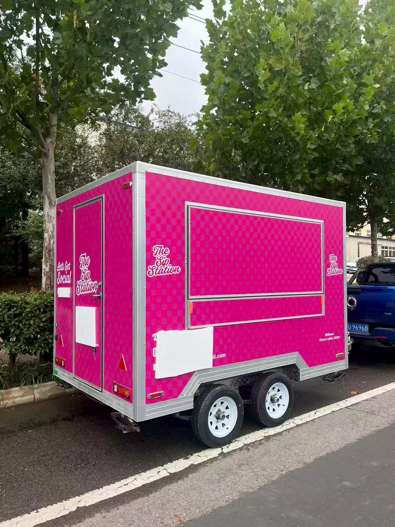 Bright pink! "The Sip Station" multi-functional mobile food truck
