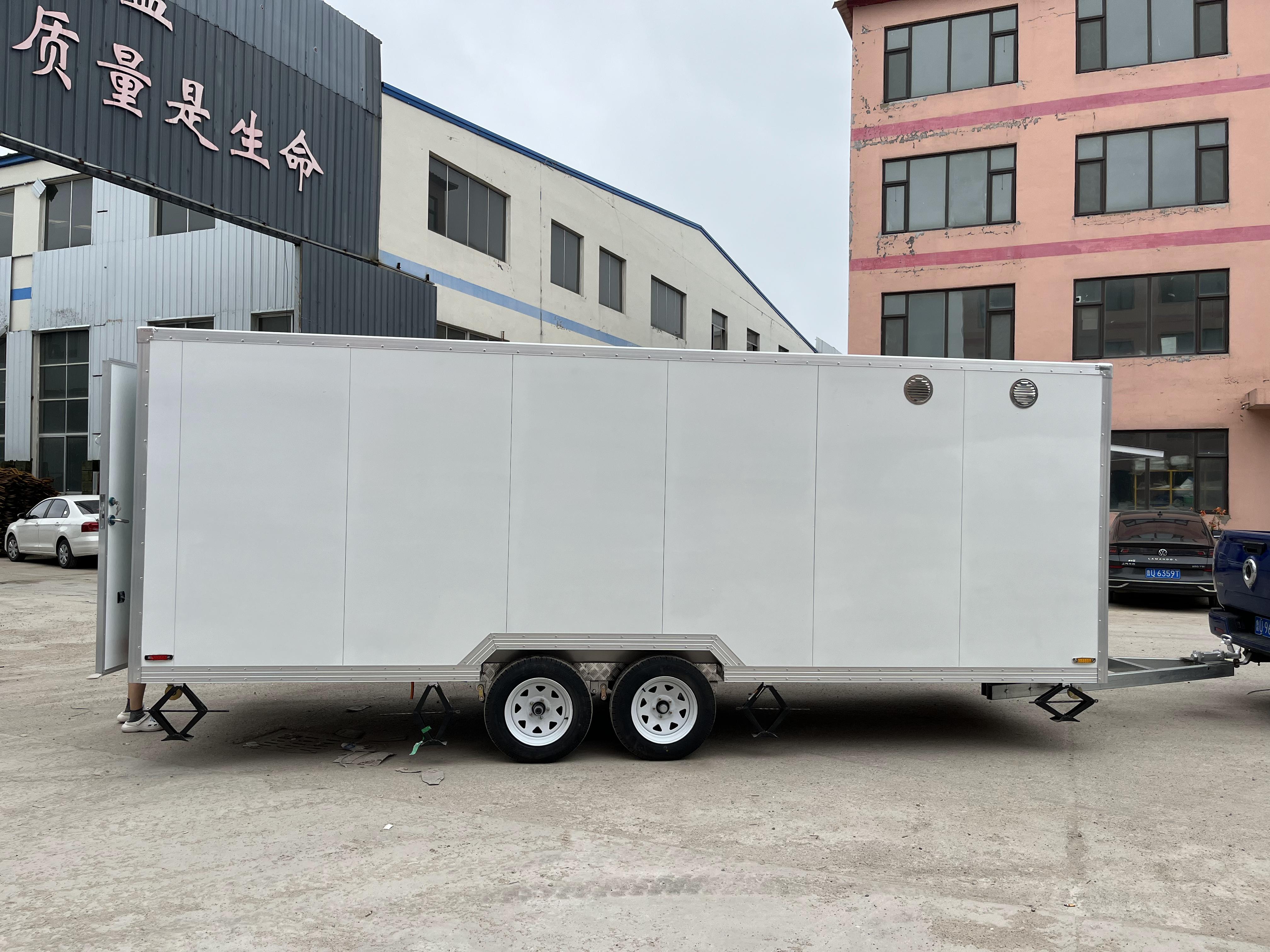 White two-wheeled mobile food cart, multi-functional commercial mobile food truck, catering equipment for starting a business and setting up stalls, customizable food cart