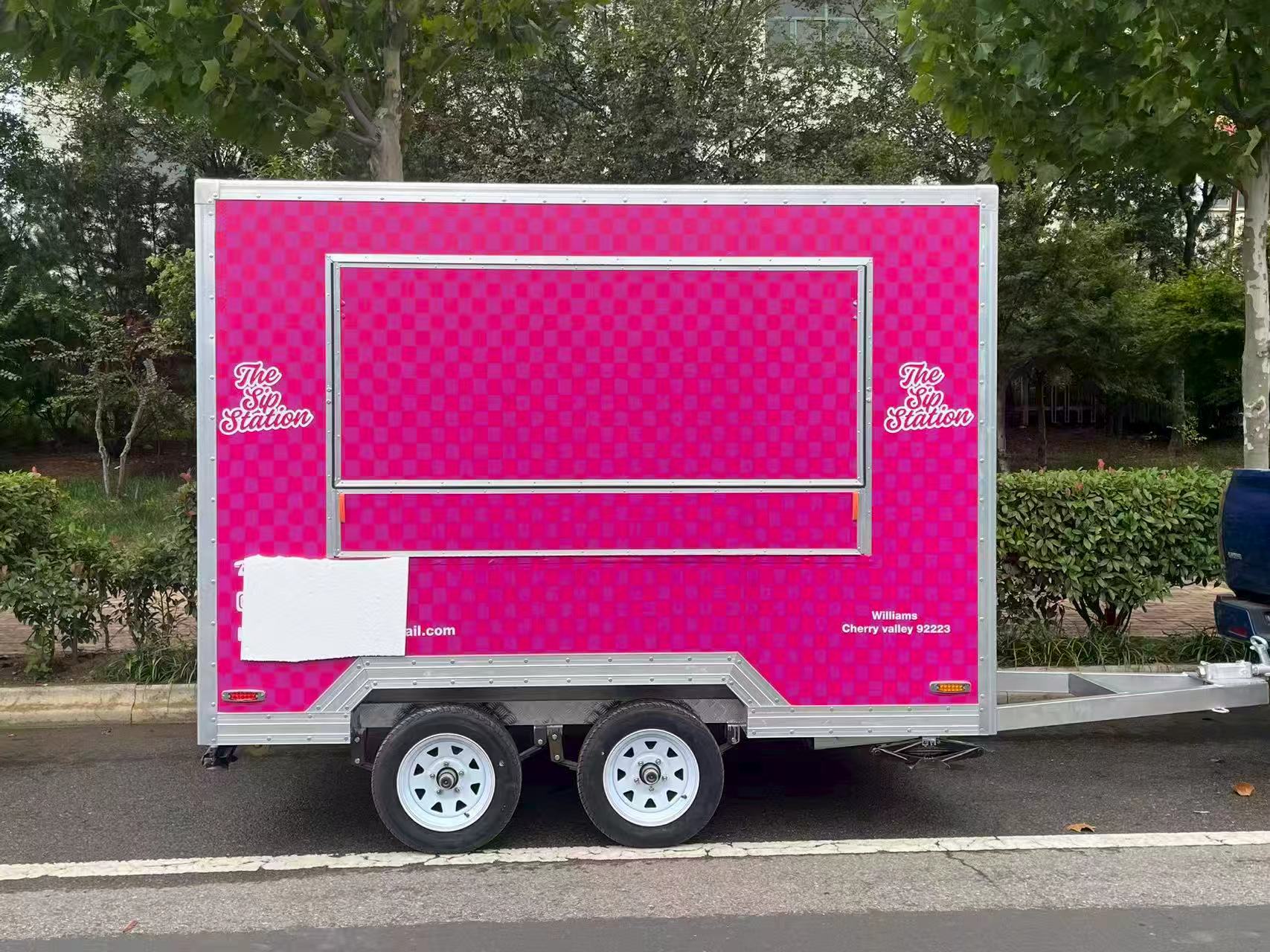 Bright pink! "The Sip Station" multi-functional mobile food truck