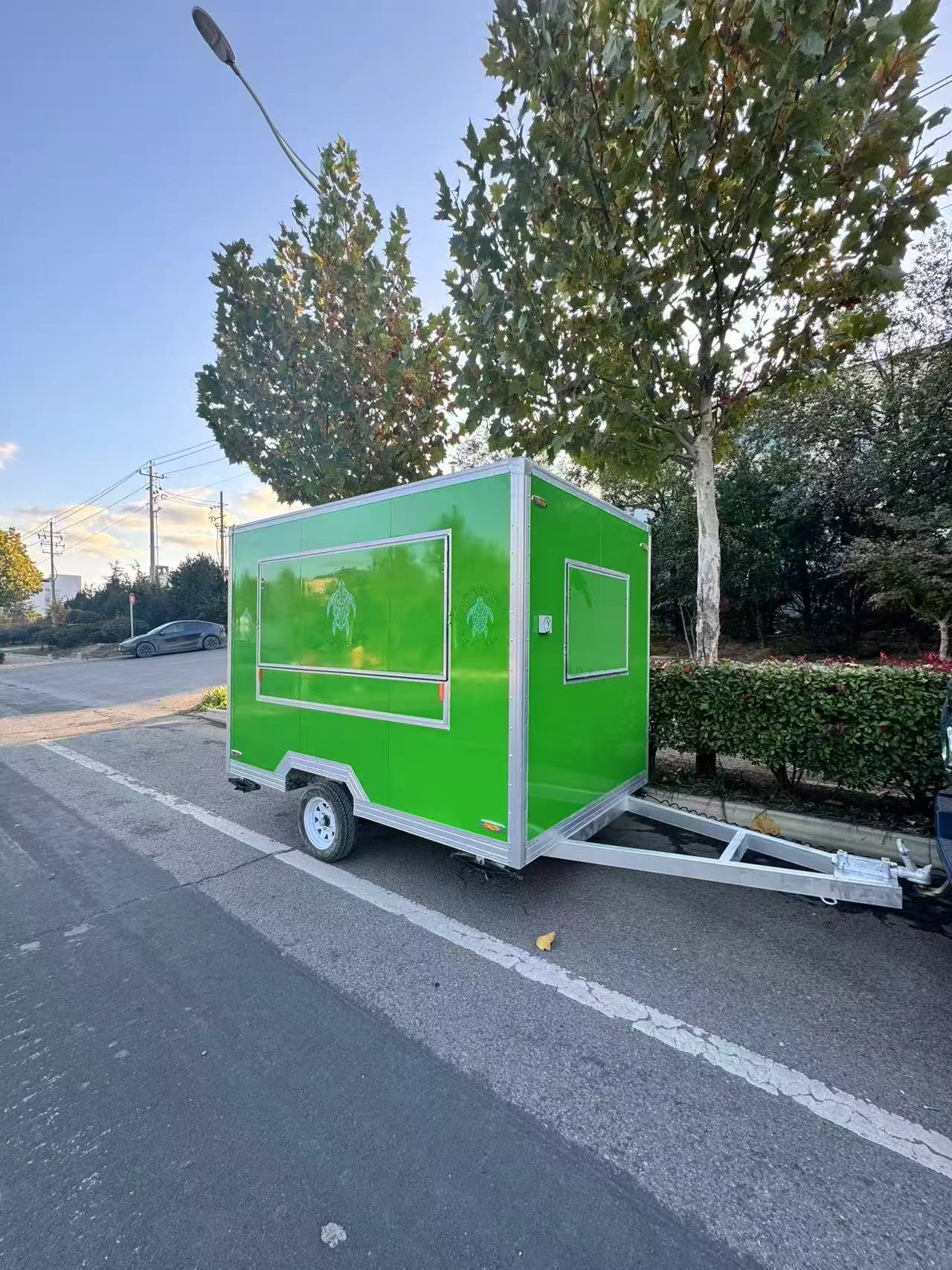 Turtle’s Cove Green Mobile Food Trailer - Customizable Taco/Beverage Cart for Street Food Ventures