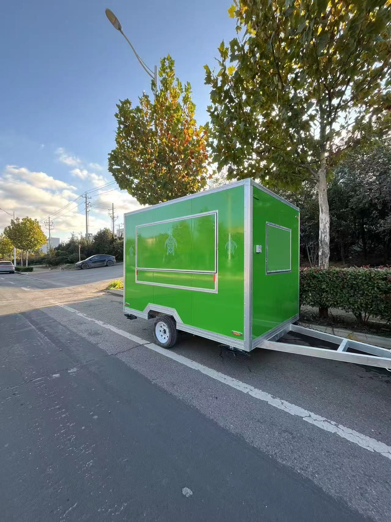 Turtle’s Cove Green Mobile Food Trailer - Customizable Taco/Beverage Cart for Street Food Ventures