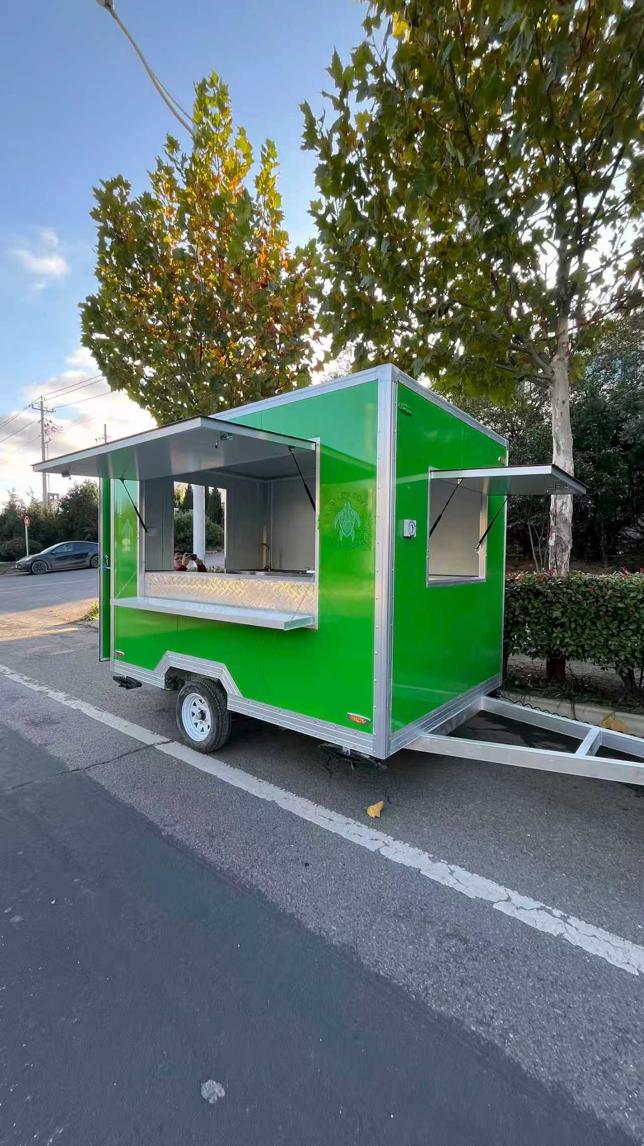 Turtle’s Cove Green Mobile Food Trailer - Customizable Taco/Beverage Cart for Street Food Ventures