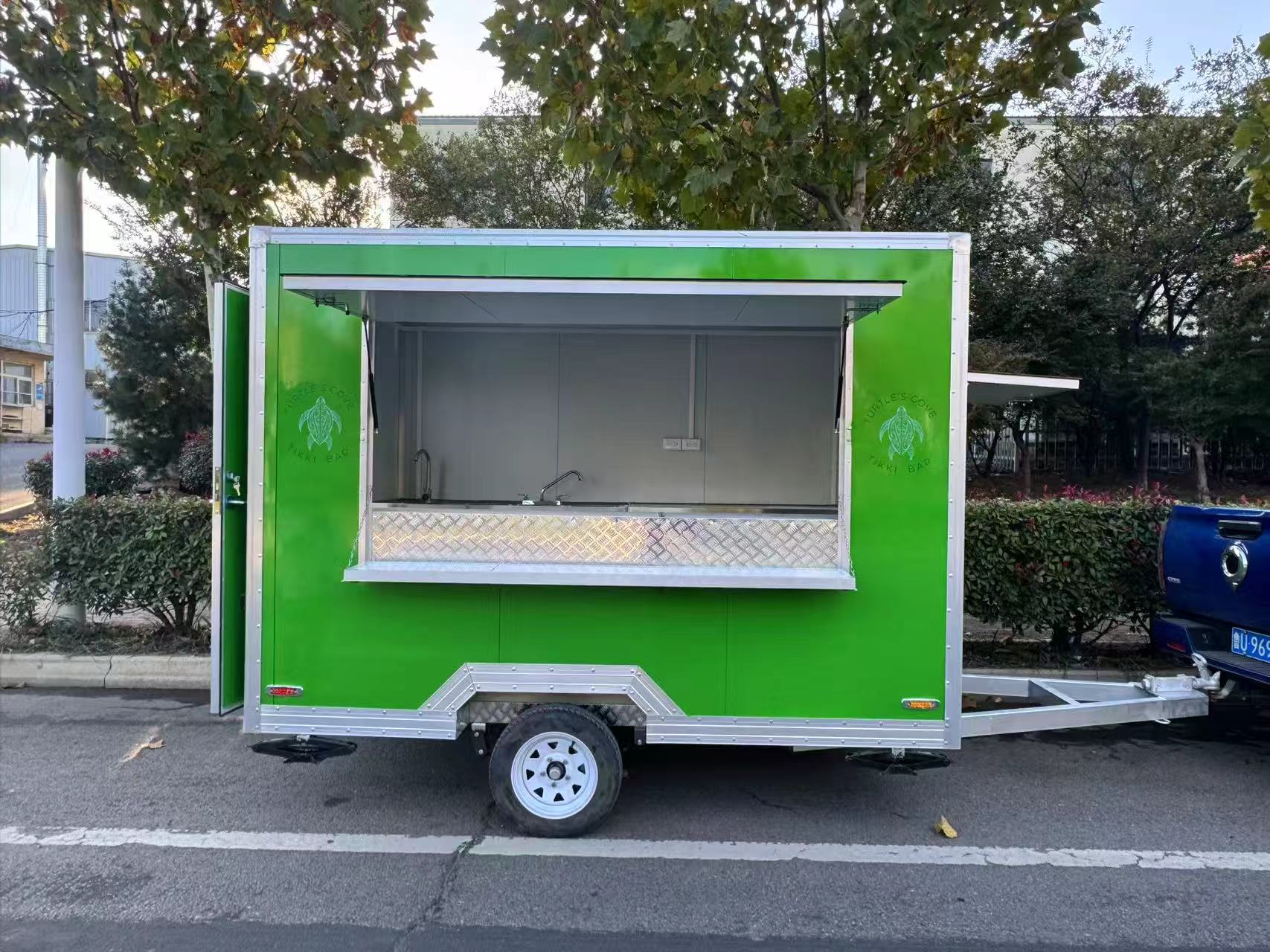 Turtle’s Cove Green Mobile Food Trailer - Customizable Taco/Beverage Cart for Street Food Ventures