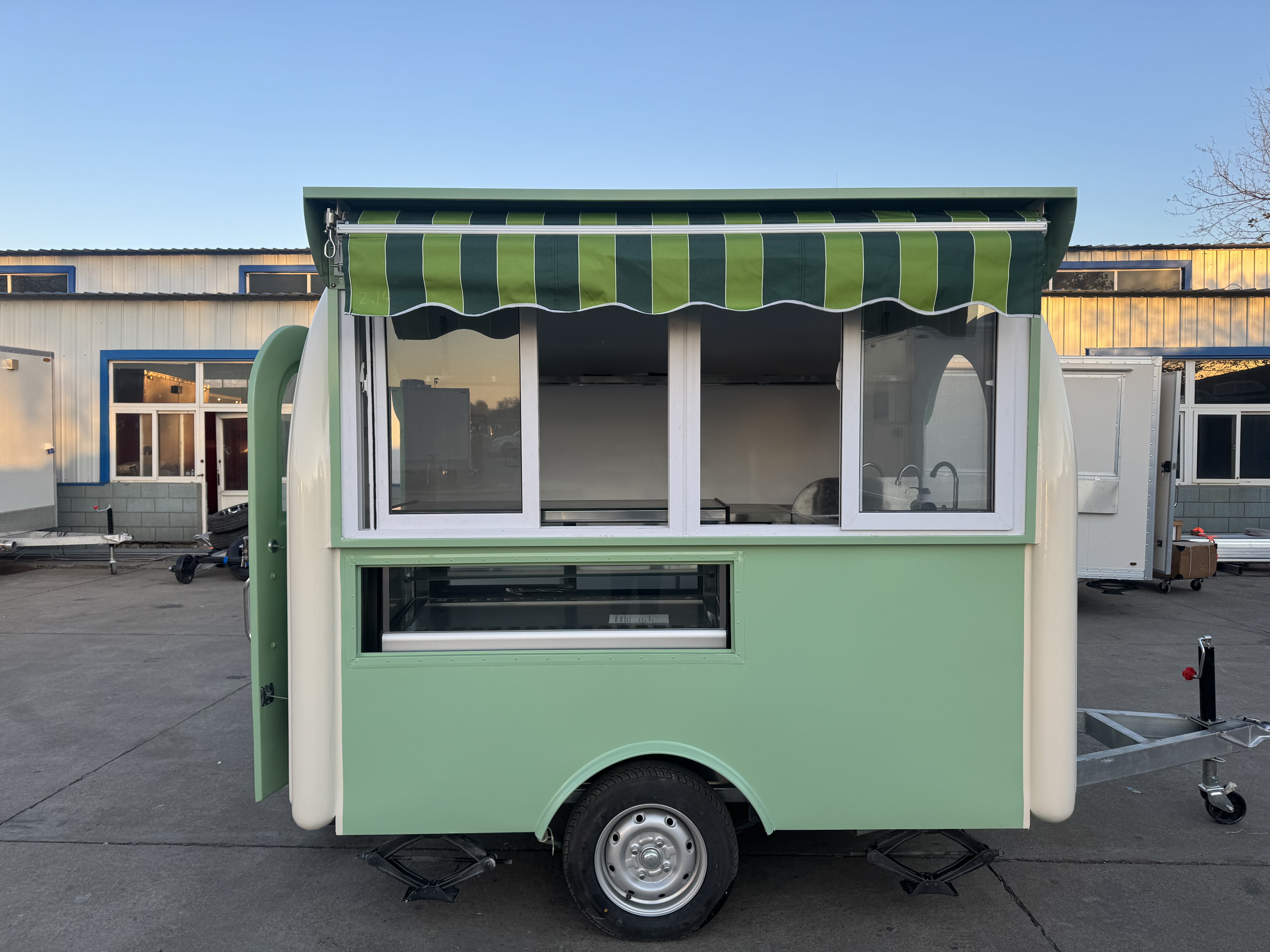 Towable Mint Green Curved Food Concession Trailer | Arc-Style Vendor Cart for Markets & Events
