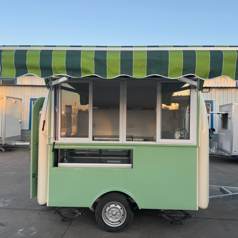 Towable Mint Green Curved Food Concession Trailer | Arc-Style Vendor Cart for Markets & Events