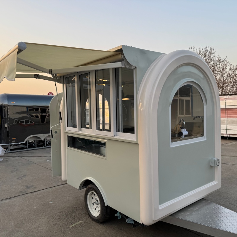 Ins-style cute trailer food cart, single-person light food and tea stand cart, portable mobile commercial vending cart
