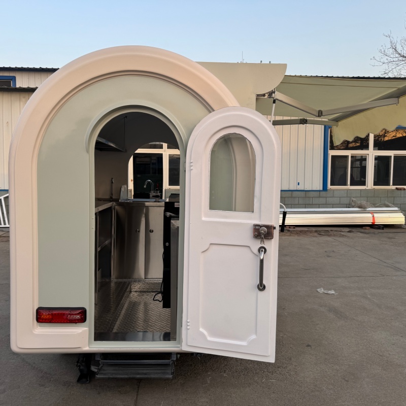 Ins-style cute trailer food cart, single-person light food and tea stand cart, portable mobile commercial vending cart