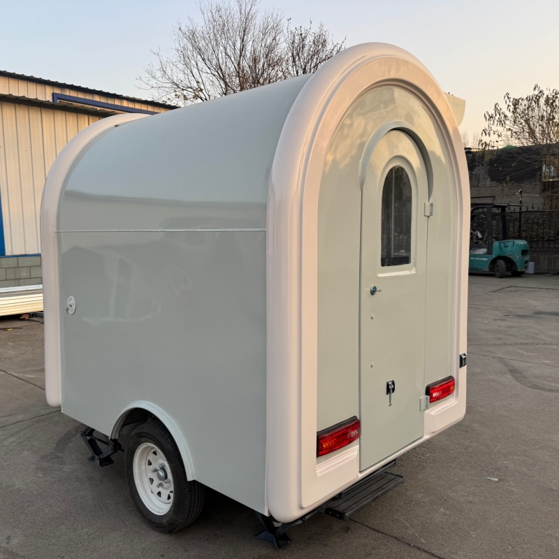 Ins-style cute trailer food cart, single-person light food and tea stand cart, portable mobile commercial vending cart