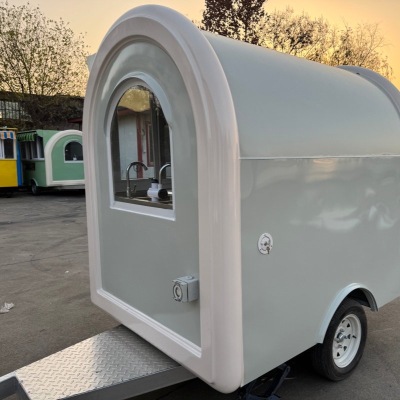 Ins-style cute trailer food cart, single-person light food and tea stand cart, portable mobile commercial vending cart