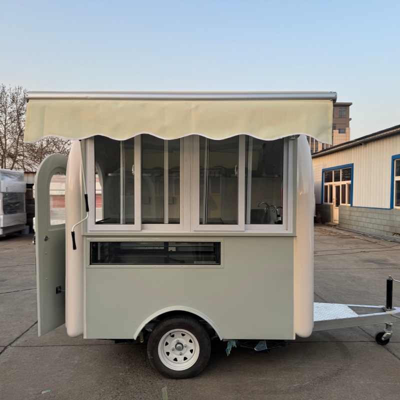 Ins-style cute trailer food cart, single-person light food and tea stand cart, portable mobile commercial vending cart