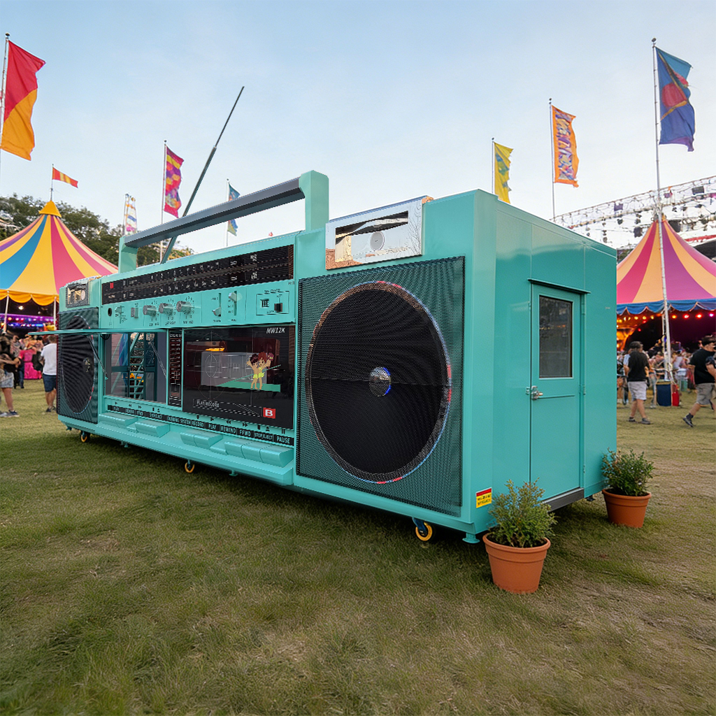 Retro Boombox Food Truck - Giant Vintage Radio Themed Mobile Kitchen for Street Food/Beverage Business