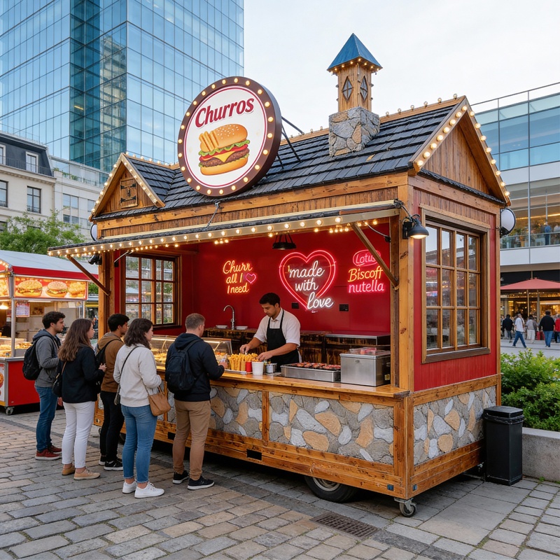 Ancient Wooden house mobile Food Truck: Create your street Bestseller Snack Station
