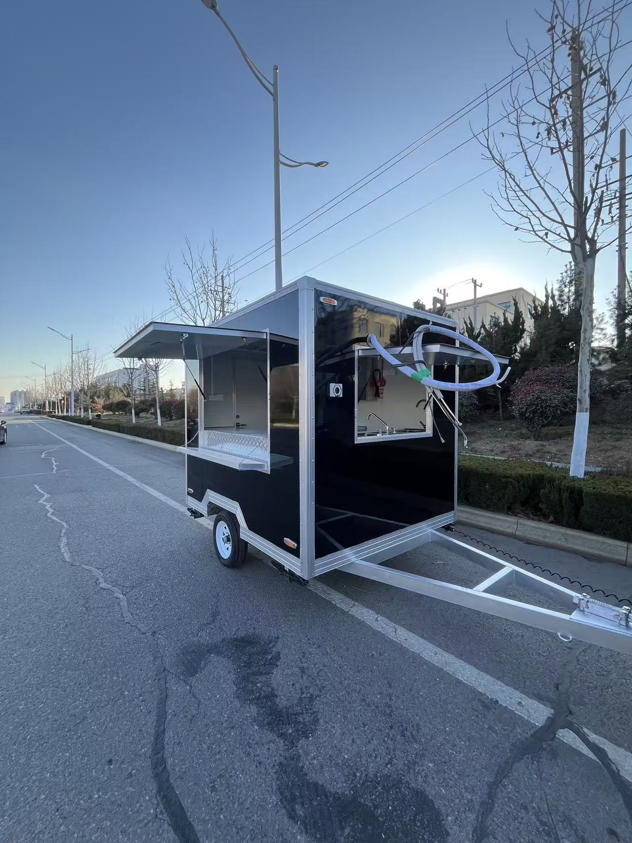 Cool Black Minimalist mobile food truck commercial mobile food business trailer