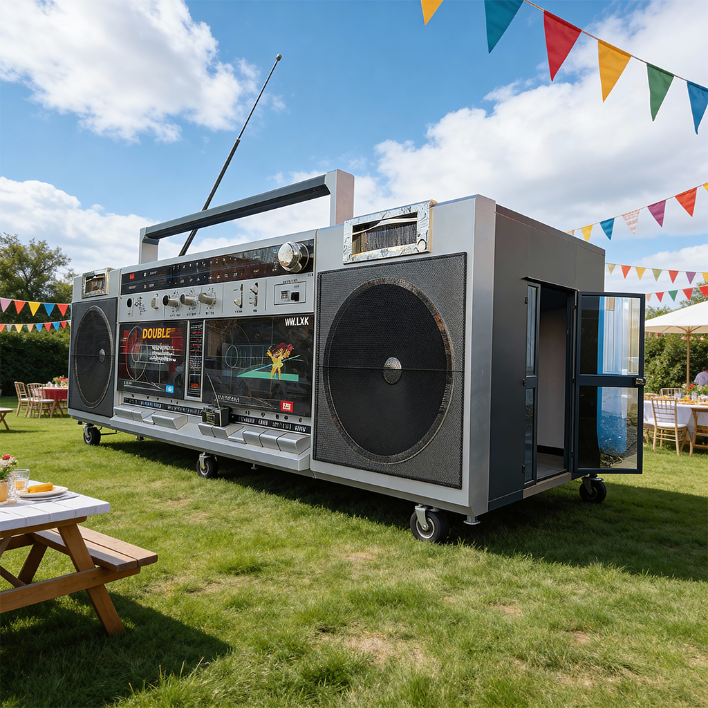 Retro Boombox Food Truck - Giant Vintage Radio Themed Mobile Kitchen for Street Food/Beverage Business