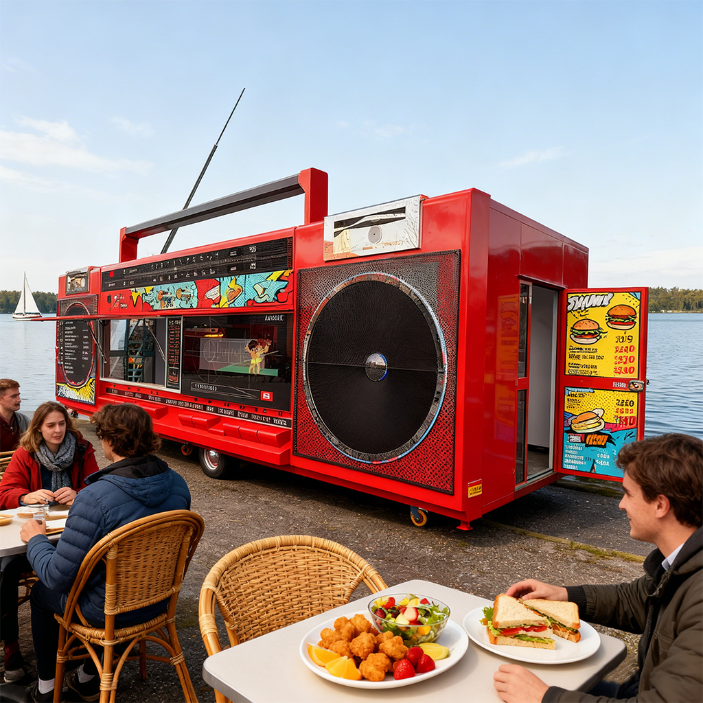 Retro Boombox Food Truck - Giant Vintage Radio Themed Mobile Kitchen for Street Food/Beverage Business