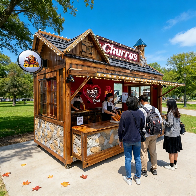 Ancient Wooden house mobile Food Truck: Create your street Bestseller Snack Station