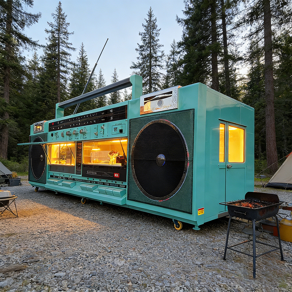 Retro Boombox Food Truck - Giant Vintage Radio Themed Mobile Kitchen for Street Food/Beverage Business