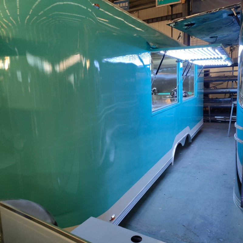 Mint green retro mobile food truck, commercial multi-functional mobile food truck