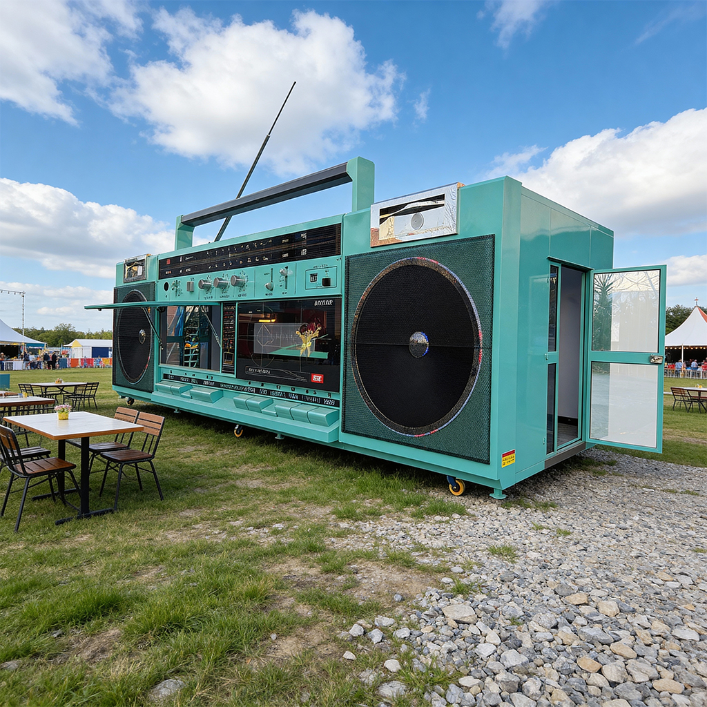 Retro Boombox Food Truck - Giant Vintage Radio Themed Mobile Kitchen for Street Food/Beverage Business