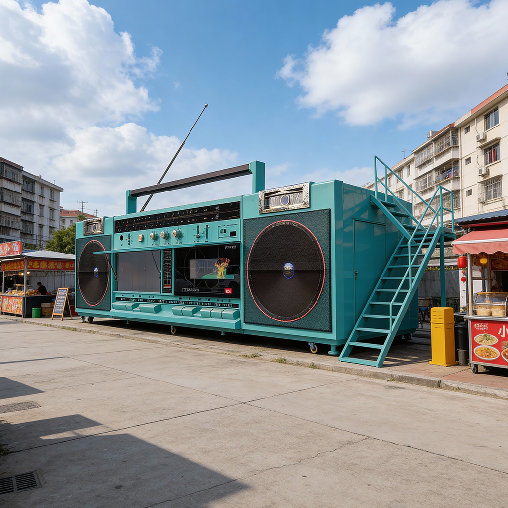 Retro Boombox Food Truck - Giant Vintage Radio Themed Mobile Kitchen for Street Food/Beverage Business