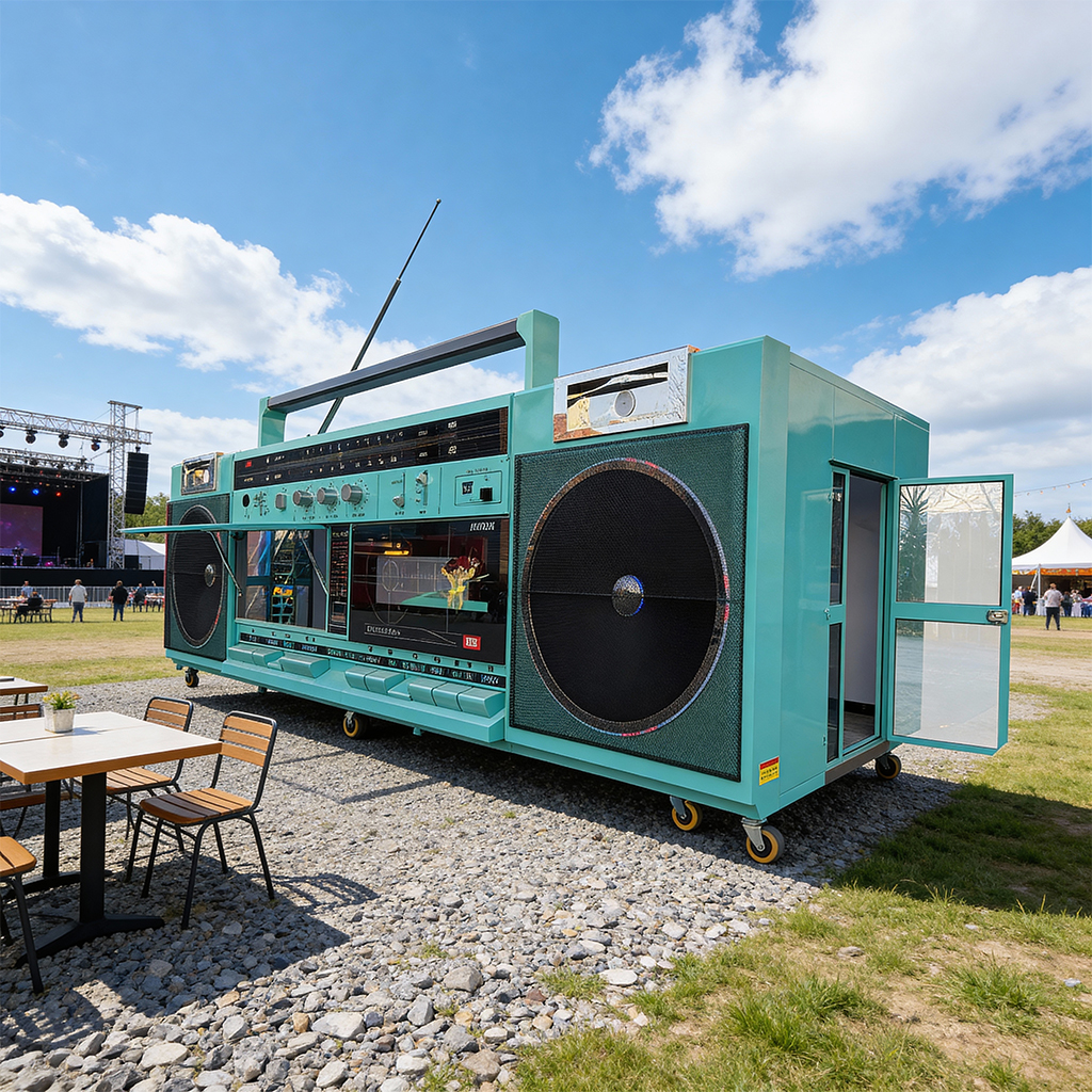 Retro Boombox Food Truck - Giant Vintage Radio Themed Mobile Kitchen for Street Food/Beverage Business