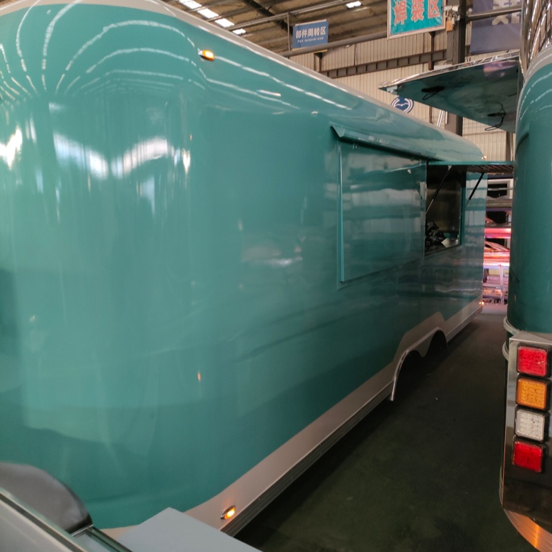 Mint green retro mobile food truck, commercial multi-functional mobile food truck