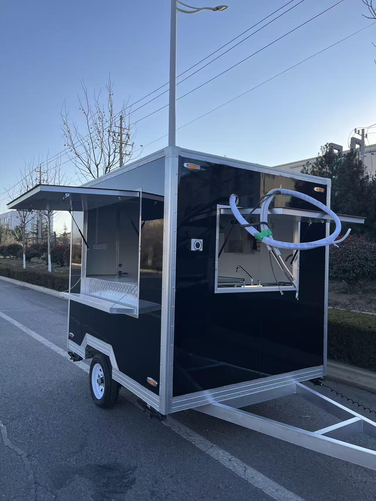 Cool Black Minimalist mobile food truck commercial mobile food business trailer