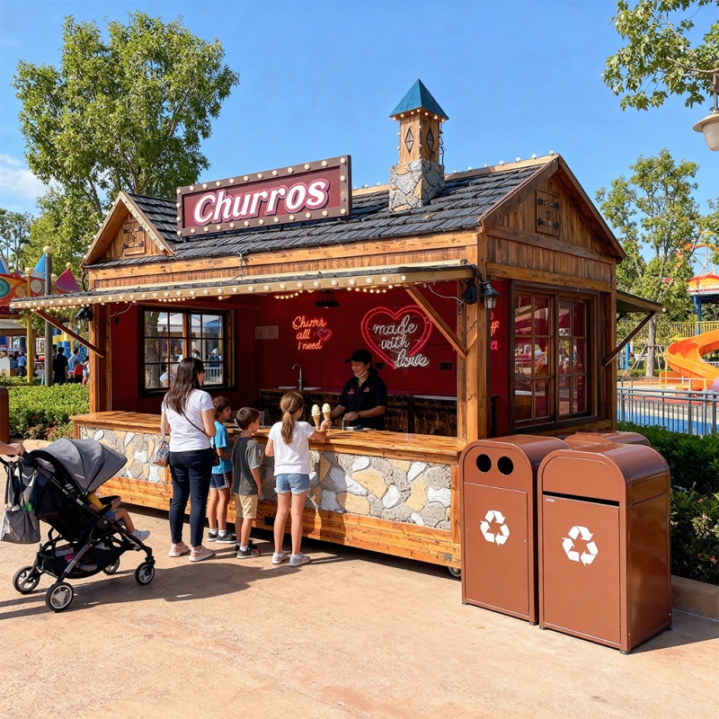 Ancient Wooden house mobile Food Truck: Create your street Bestseller Snack Station