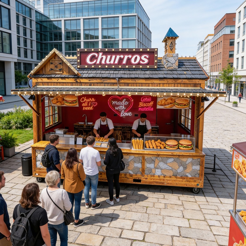 Ancient Wooden house mobile Food Truck: Create your street Bestseller Snack Station